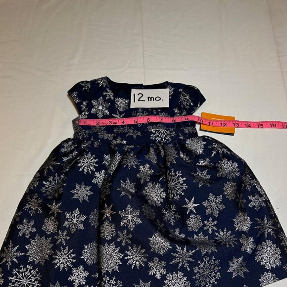 Gymboree Girls Blue Silver Snowflake Short Cap Sleeves Dress NWT Silent Night - Picture 6 of 13
